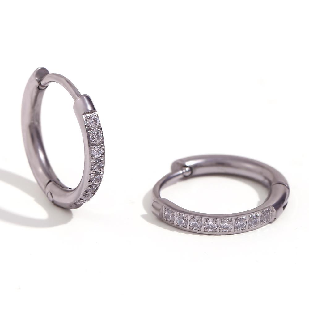 MamacitaSlay 316L Stainless Steel Single Row Zircon Hoop Earrings 18K Gold Plated Waterproof Jewelry For Women Everyday Wear