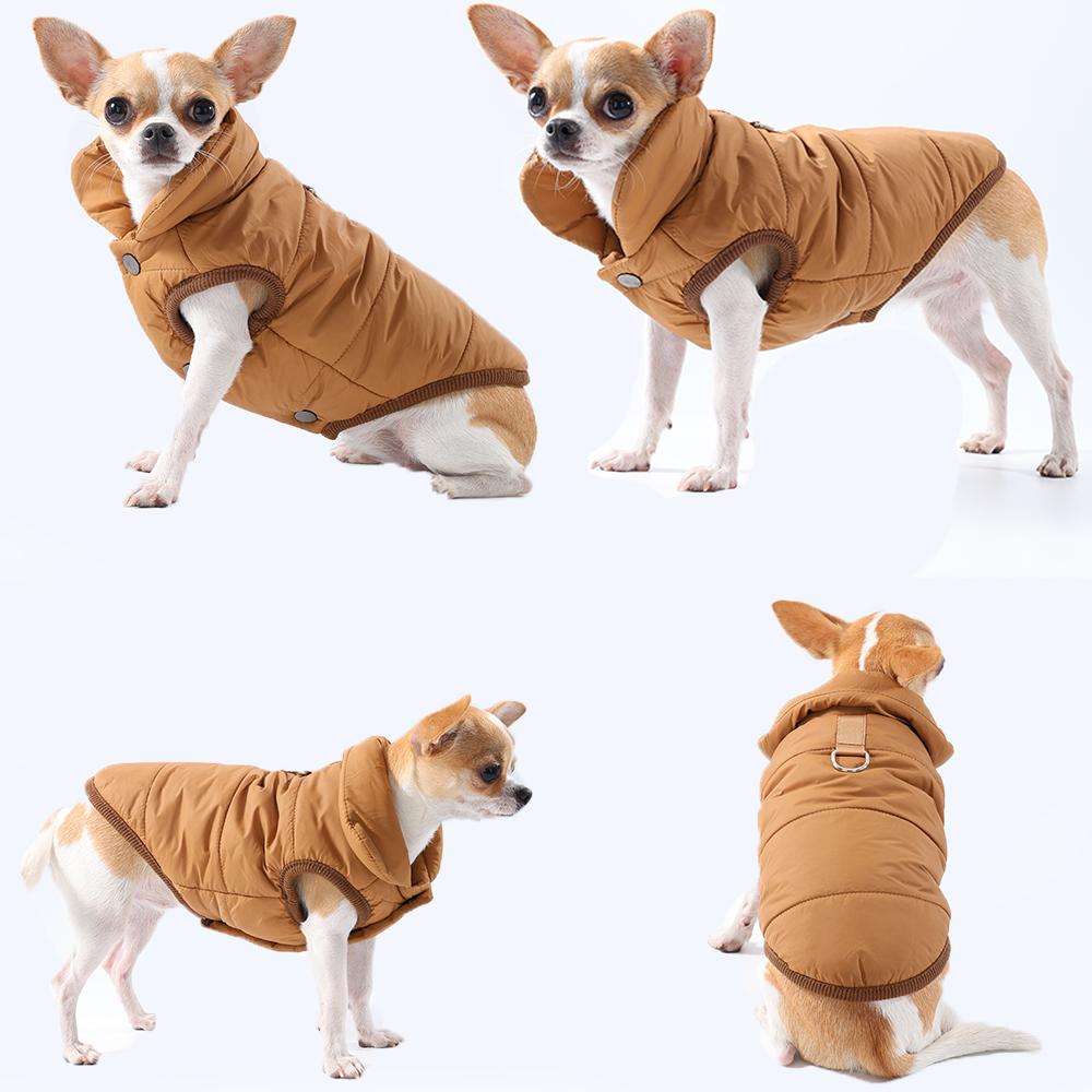 Winter Cotton Puppy Jacket Open Collar Winter Coat D-Ring Sleeveless Cats Vest PP Cotton Clothes Soft Plush Jacket for Small Pet