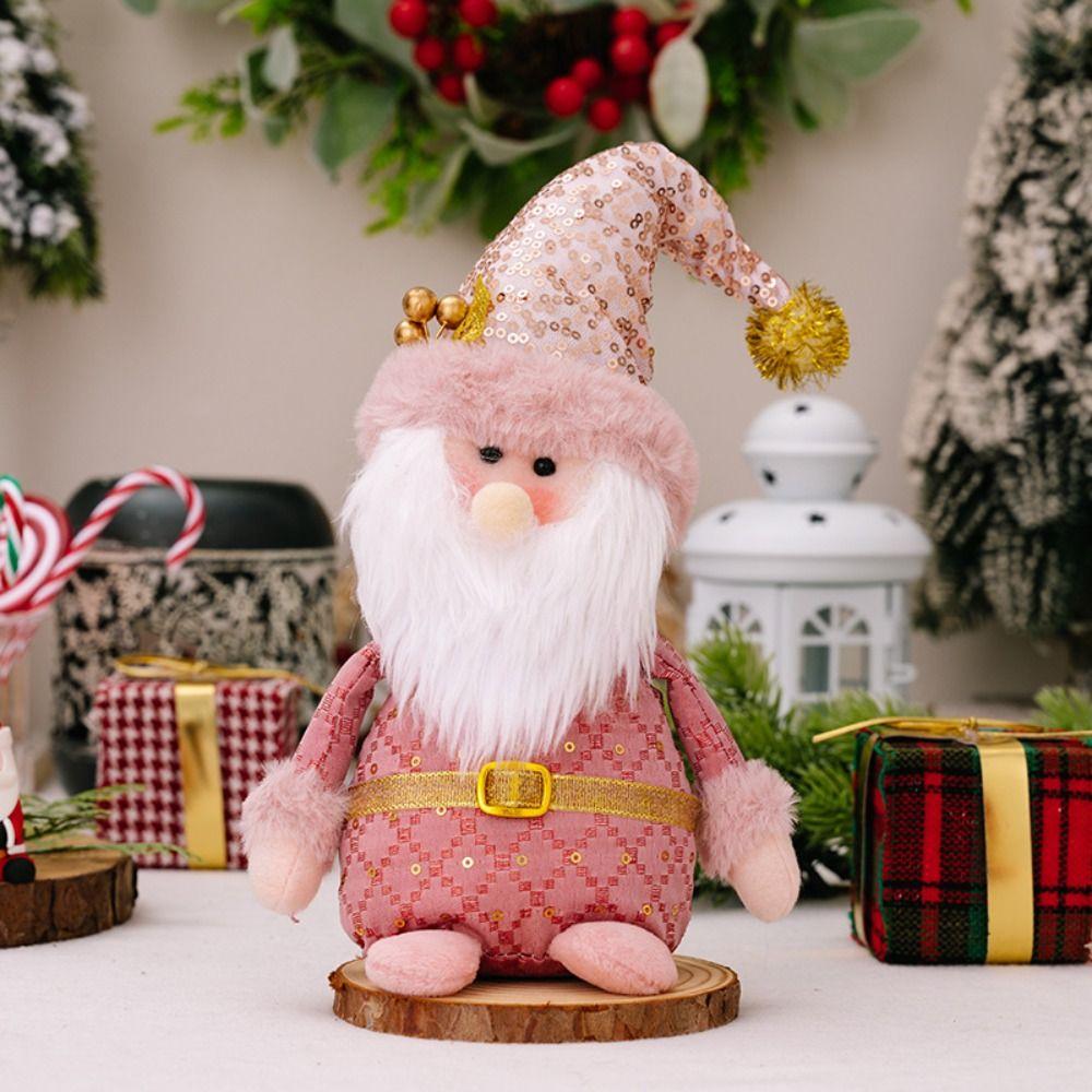 Pink Santa Claus Doll Decor Handmade Merry Christmas Decorations New Year Gifts