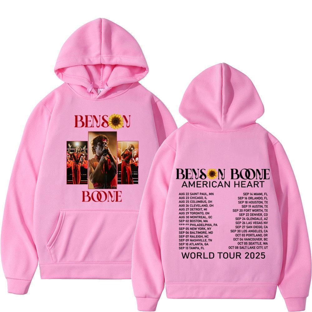Benson Boone American Heart Tour 2025 Vintage Print Sweatshirt Men Women Fashion Pullover Long-sleeved Punk Hip-hop Loose Hoodie