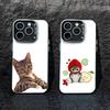 Big-eyed Goofy CAT Silly Phone Case For iPhone17, 16,15,14,13,12 Pro Max Black Candy Matte Shockproof Cover
