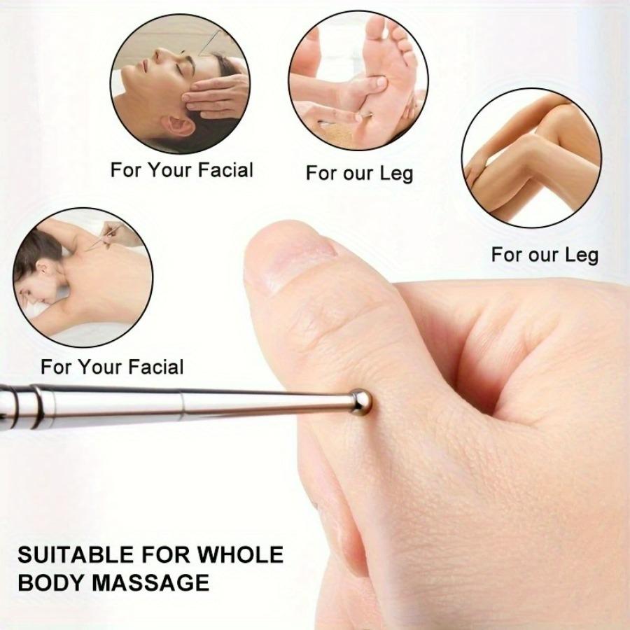 3Pcs Stainless Steel Massage Pen Set, Double-Headed Acupressure Tool for Face Neck Body, Ergonomic Portable Self-Care Kit