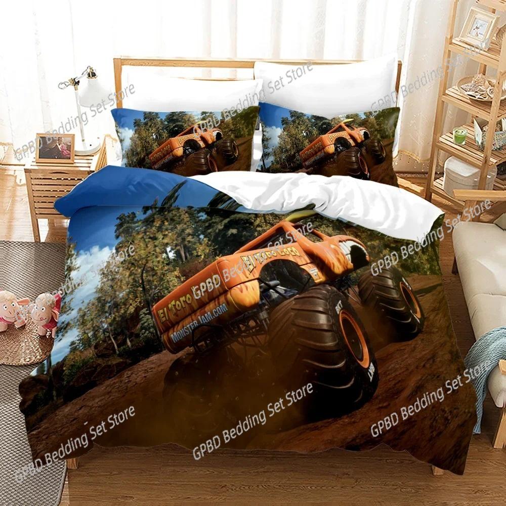 3D Print Anime Monster Jam Beding Set 3D Printed Suitable for Bedrom Soft Duvet Cover Set With Pilowcases Children Kids Home Textile
