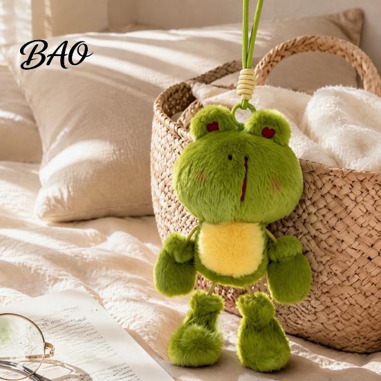 Small Backpack Accessory Funny Frog Plush Keychain with Fragrance & Movable Limbs, Soft Stuffed Animal Expression Keyring Bag Charm for Backpacks
