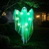 Glowing Mesh Ghost for Porch Halloween Hanging Light Up Decoration, Large Spooky Flying Haunted House Ornaments Front Yard Patio Lawn Garden
