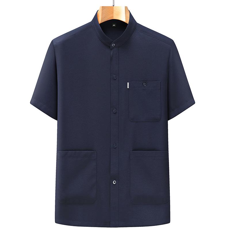 

Мужской летний комплект с коротким рукавом, рубашка со стойкой и шорты для пожилых 43