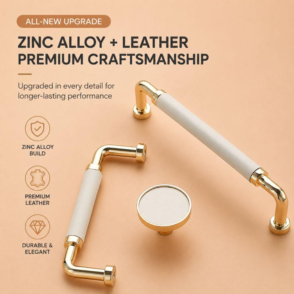 Nordic Leather Hardware Handle Zinc Alloy Cabinet Drawer Knobs Wardrobe Door Handles Multipurpose