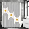 Mid Century Modern Shower Curtain, Abstract Minimalist Arch, Geometric Design, Minimalist Lines, Beige, Bathroom Decorative Show