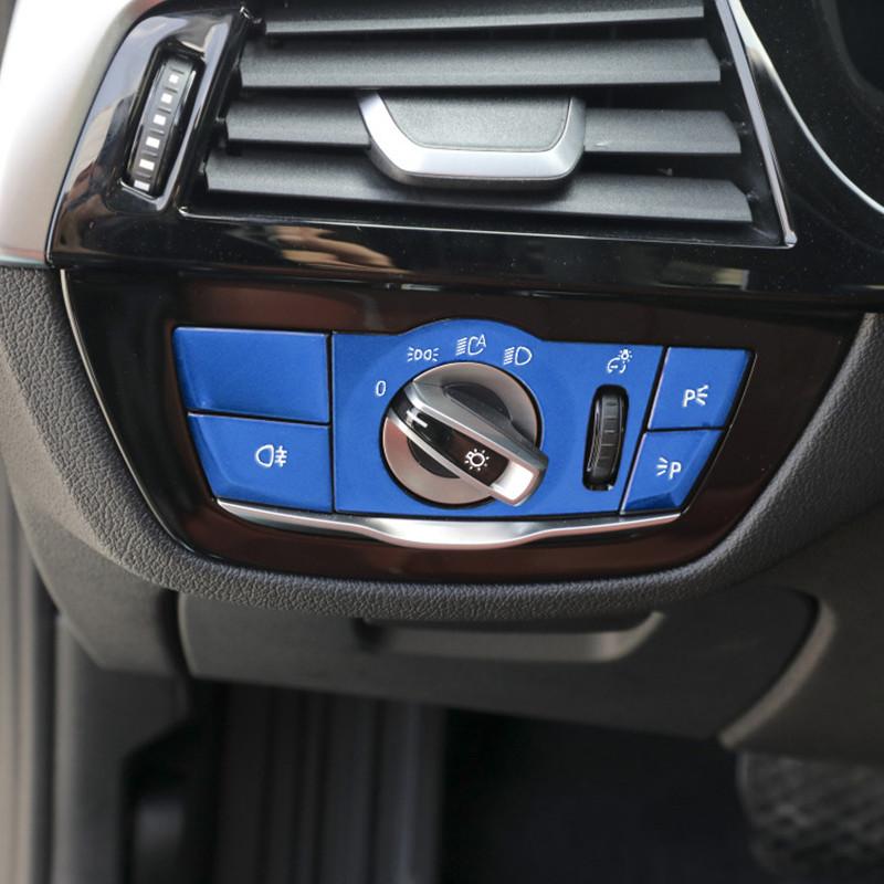 Aluminum Alloy Car Headlight Switch Button Light Control Stickers Fit For BMW 5 Series G30 -2022 Auto Interior