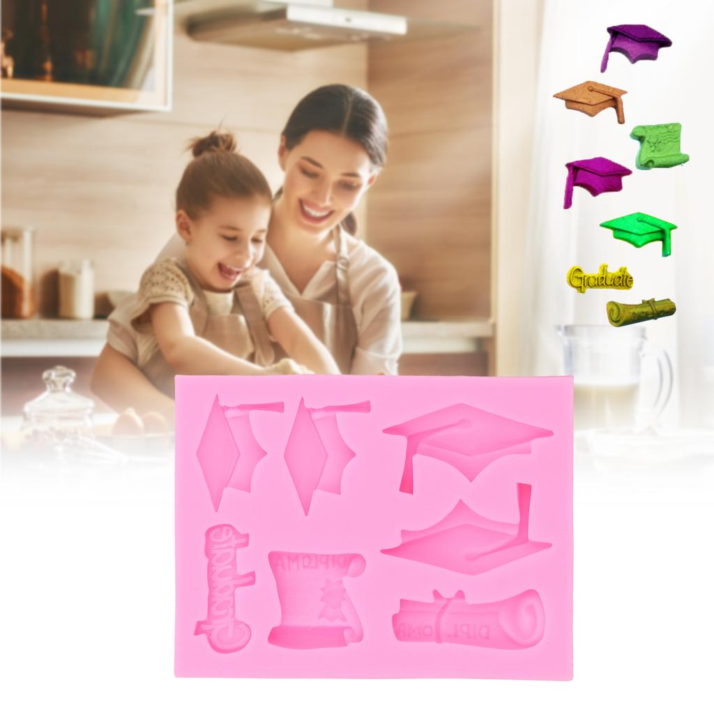 DIY Silicone Mold Bachelor Hat Fondant Chocolate Cake Decorating Mould Kitchen SuppliesPink