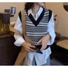 Rhombus Vest Women's Early Autumn New Outer Wear Stacked Inside Wear Retro Knitted Sweater Vest