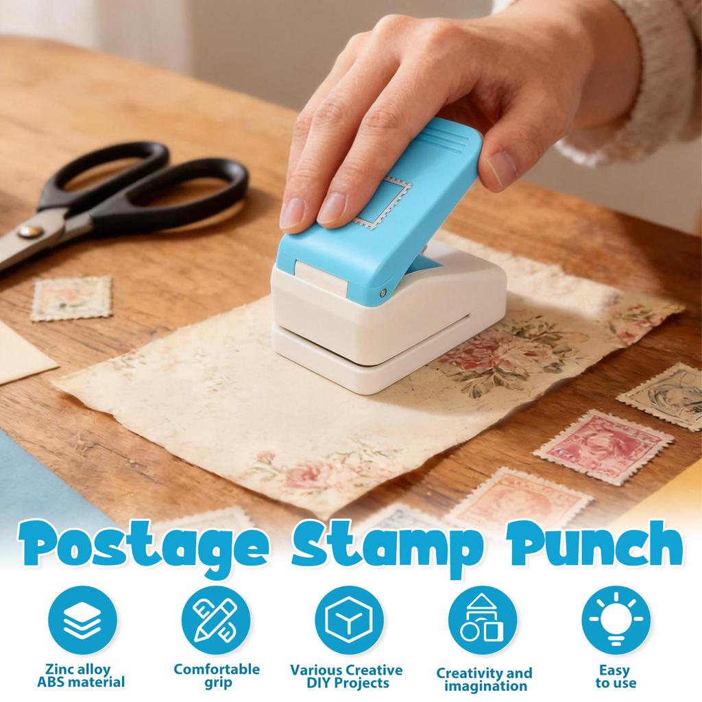 1Pc Postage Stamp Puncher Portable Stamp Hole Punch Tool Multi-purpose Crafting Paper Punch Machine for DIY Craft Scrapbooking