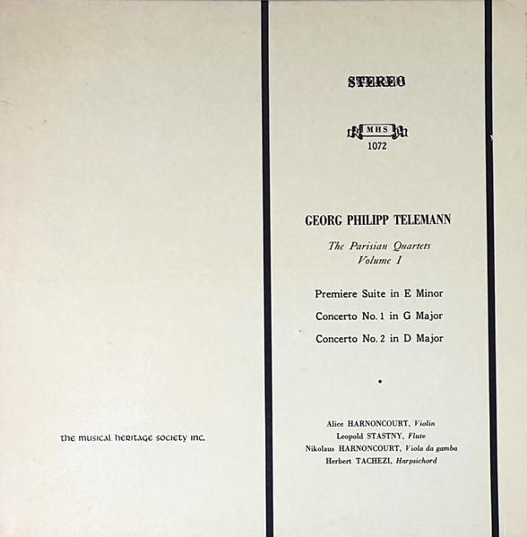 

LP Record GEORG PHILIPP TELEMANN The Parisian Quartets Volume 1 MHS1072 Musical Heritag US Classical Used
