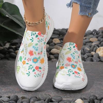 Mode 2024 Damen Neue Mode Bedruckte Lässige Atmungsaktive Elastische Slipper-Sneaker