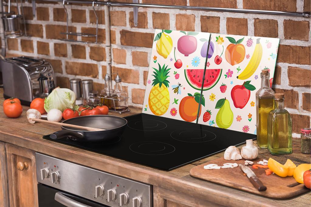 PLACA PROTECTORA DE CRISTAL PARA COCINA 85x52 FRUTAS