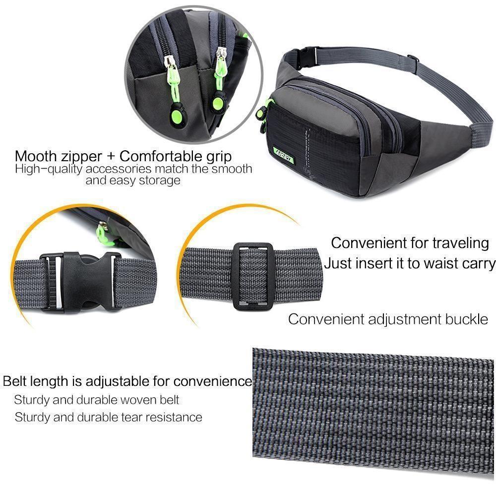 Men's Waist Bag Canvas Bag Large Capacity Water Ripple Chest Bag Sports Phone Bags Fashion Multi-functional Outdoor Waterproof Bum Bag
