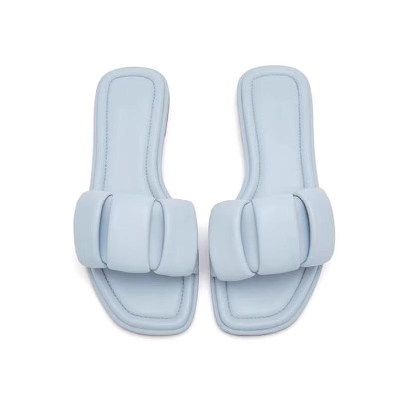 

Beautiful cool slippers women s summer wear fashionable versatile skirt new flat beach shoes 41 синий