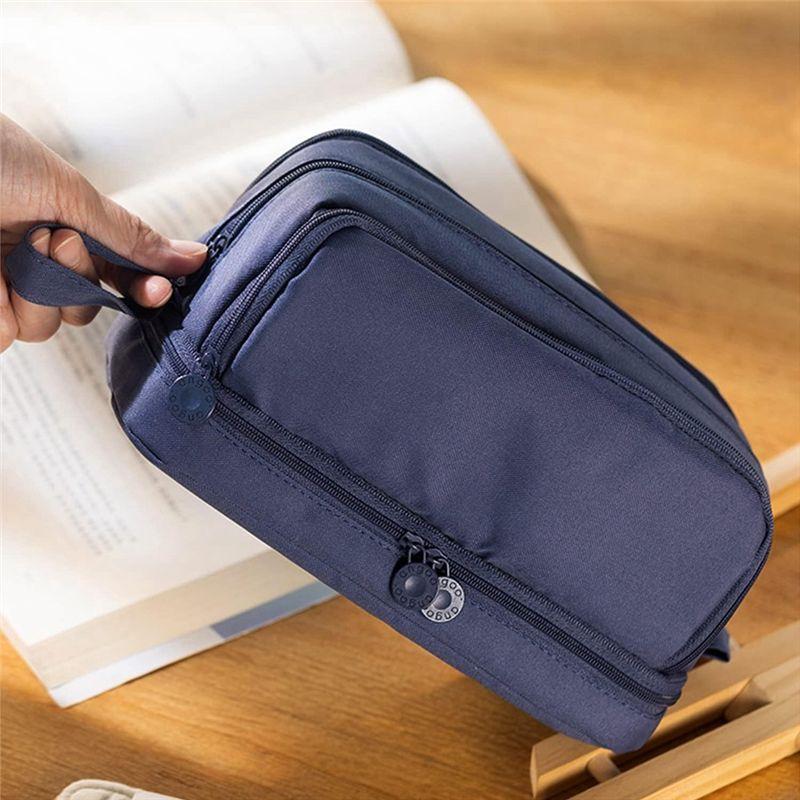 C-Convenient-Large Capacity Pencil Case Pencil Pouch Pen Bag For School Stationery And Travel Navy Blue