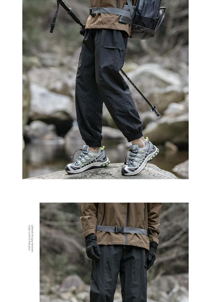 Men's Spring Ice Silk Quick-Dry Tapered Leg Mountain Style Outdoor Wrinkled Shell Pants