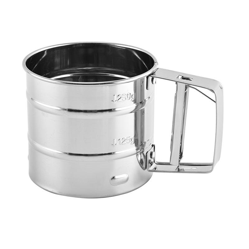 Stainless Steel Handheld Semi-Automatic Flour Sieve for Baking and Kitchen Use