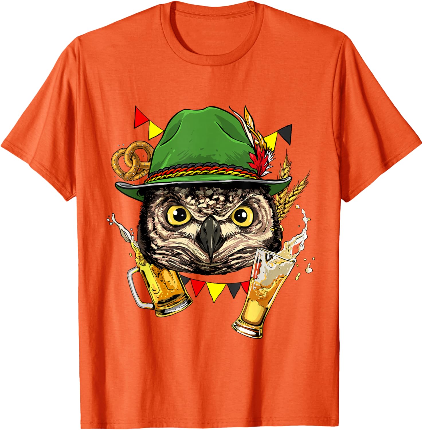 

Owl Oktoberfest Beer Mug Bavarian Festival Graphic Tee Casual Cotton Short Sleeve T-Shirt 4XL