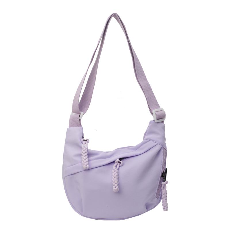 Women's monochromatic nylon shoulder  versatile wide straps popular crossbody bags