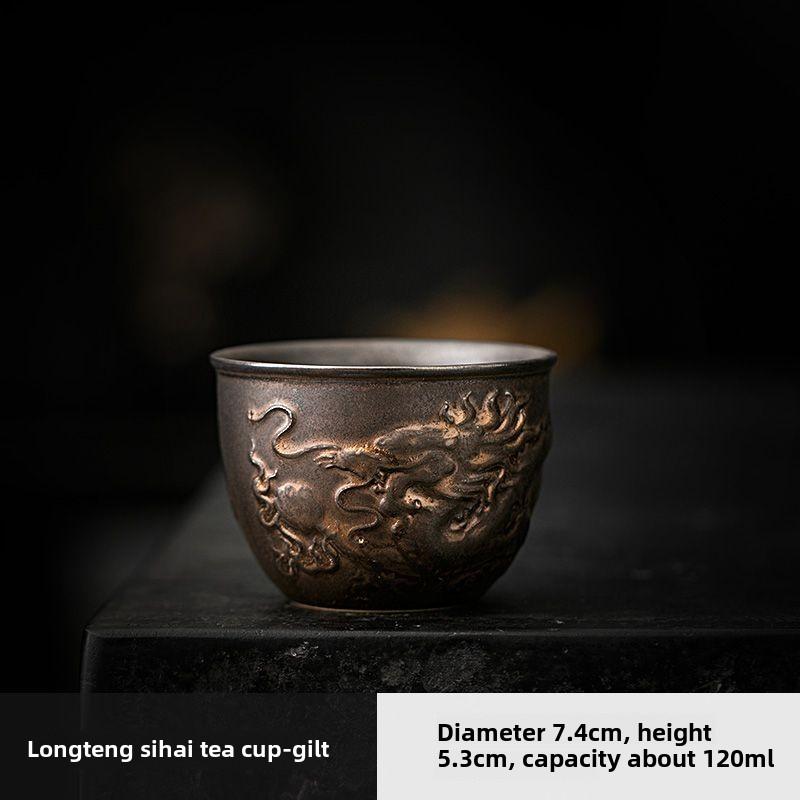 

Винтажная керамическая чайная чашка объемом 120 мл с дизайном дракона, большой вместимости, чайный набор для кунг-фу, антикварная восточная чайная кружка для чайной церемонии гунфу 200ml