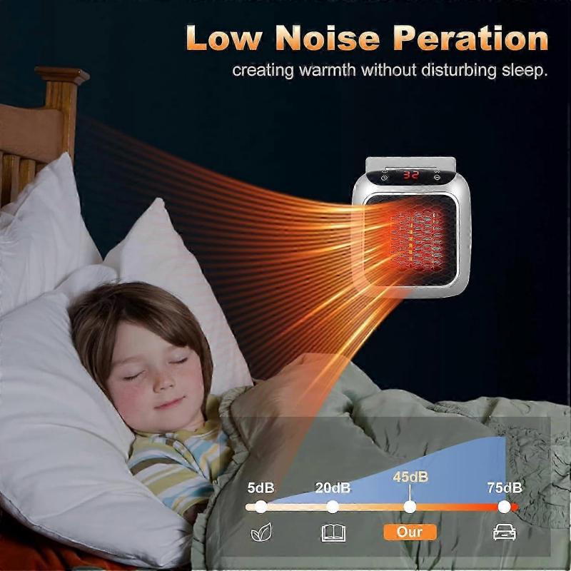 Portable Heater, 800W Ceramic Plug In Heater, Space Electric Fan Heater with Remote Control, 12H Timer, LED Display, 2 Heat Setting-Sa