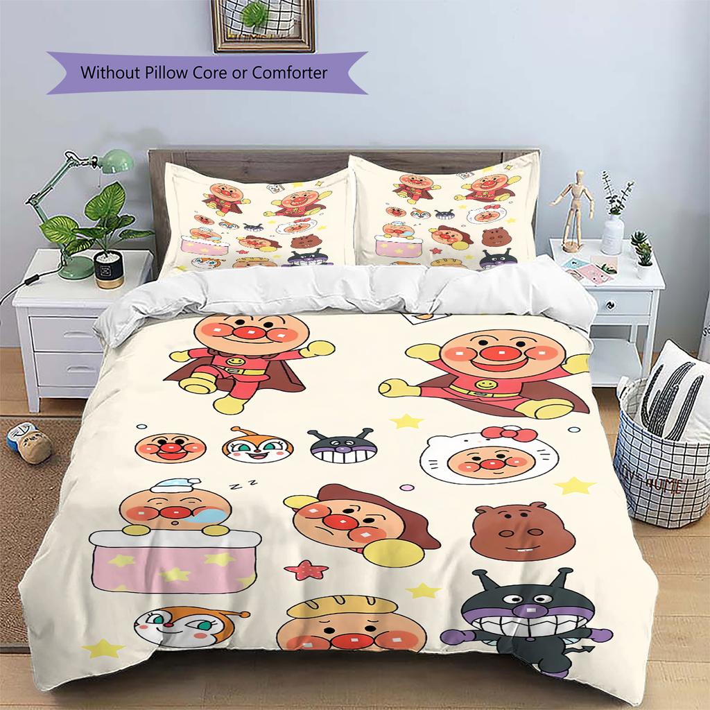 Σετ Κλινοσκεπασμάτων Anpanman Kawaii Κάλυμμα Παπλώματος Μαξιλαροθήκη Χωρίς Γέμισμα, Μαλακή Διακόσμηση Υπνοδωματίου Σπιτιού, Τέλειο Δώρο για Θαυμαστές.chl