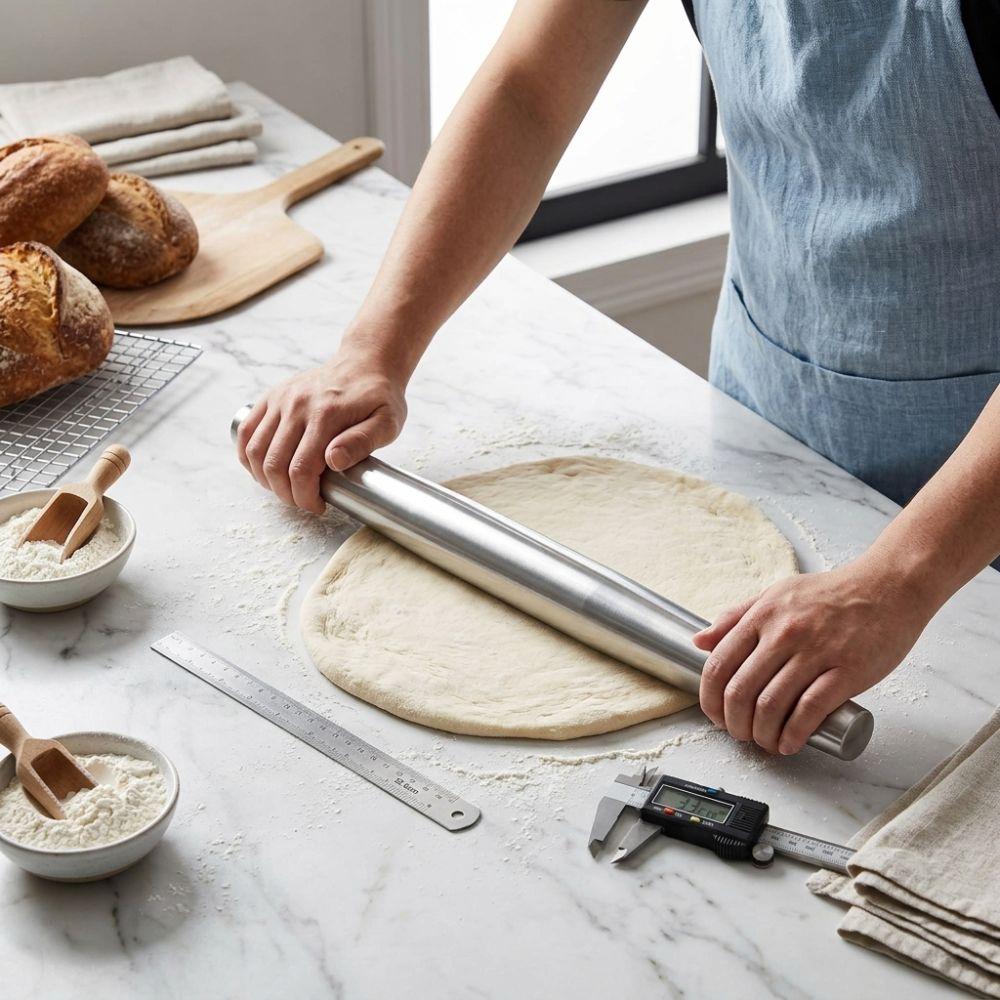 2 Pcs Matte Finish Dough Baker Roller 304 Stainless Steel Large Dough Roller Pin Pie Pastry