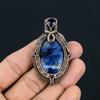 Beautiful Sodalite & Amethyst Gemstone Handmade Pure Copper Wire Wrapped Pendant Jewelry