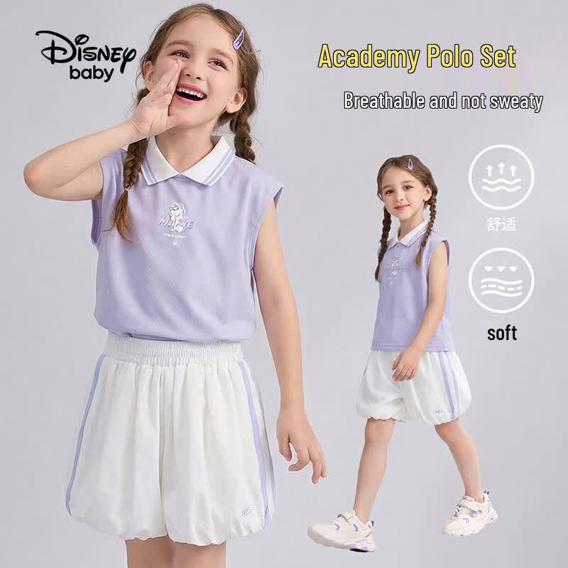 Disney Girls  POLO Collar Sleeveless Top & Bloomers Shorts Summer Set 140