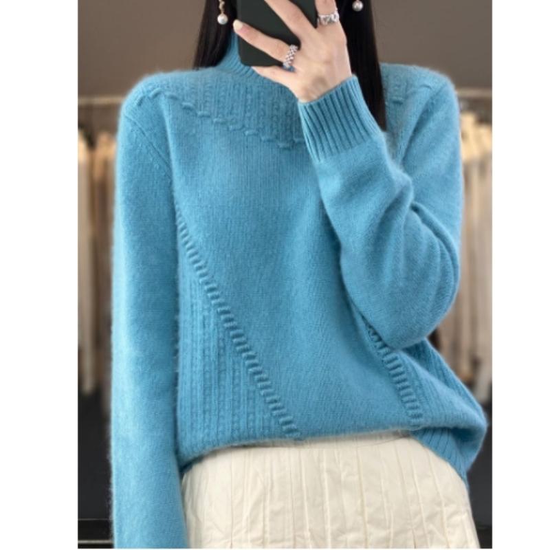 

Женский свитер с высоким воротом, длинный рукав, повседневная одежда для осени и зимы One size синий