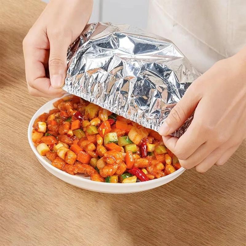 10-60pcs Reusable Aluminum Foil Bowl Cover Heat Insulation And Heat Preservation Food Grade Oven Takeaway Picnic