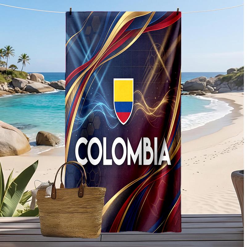 Colombia Football Print Beach Towel Quick Dry Super Absorbent Soft Bath Towel for Swimming Beach Travel Fan Souvenir Gift