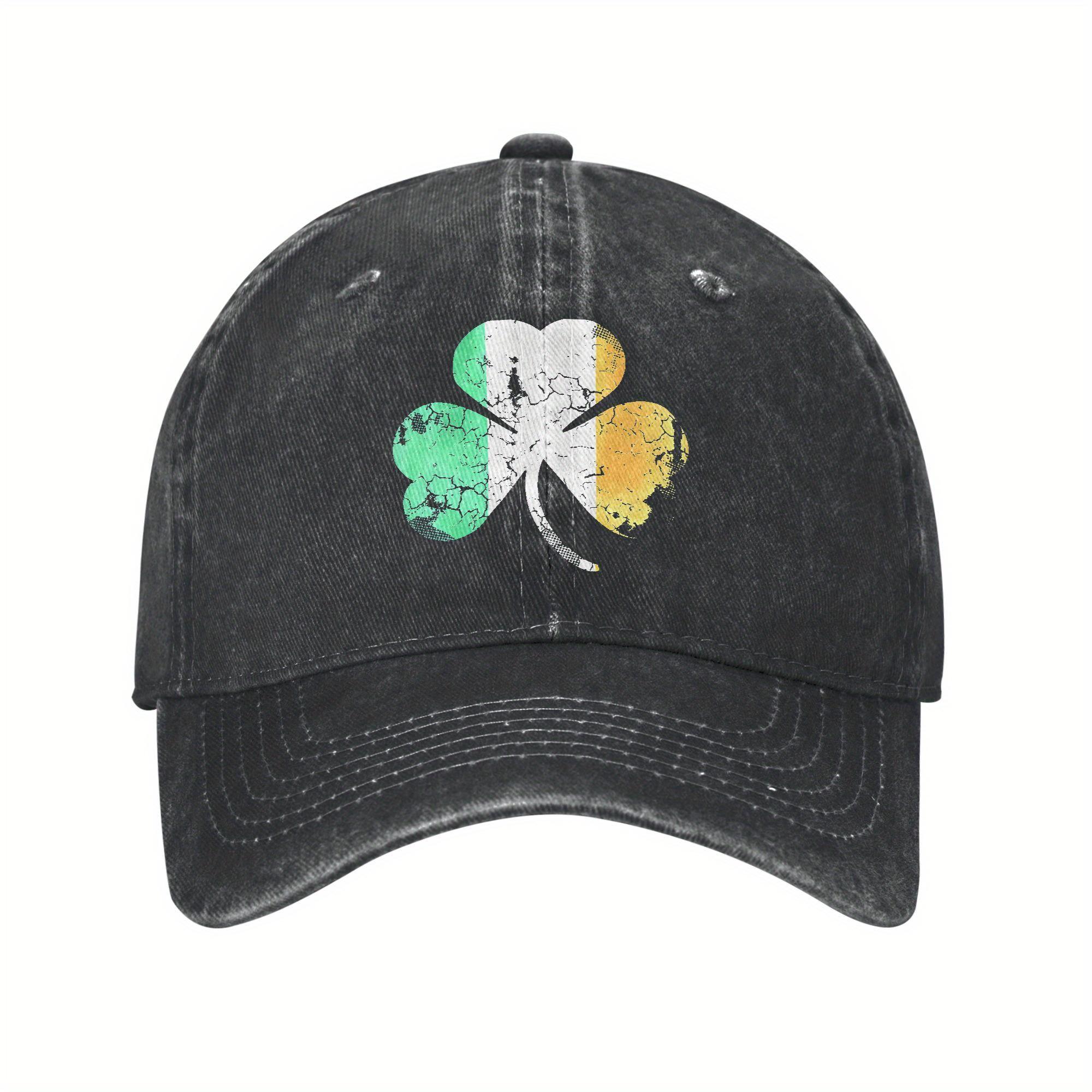 Freedom Outdoors Women's Grey Distressed Shamrock Baseball Cap Irish Flag Vintage Dad Hat Adjustable Outdoor Casual Cap Cm