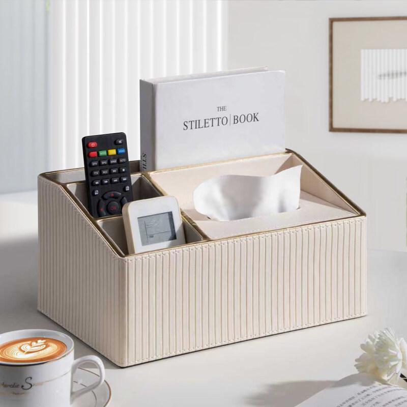 Yuzhuxun Dual-purpose White Leather Tissue & Storage Box