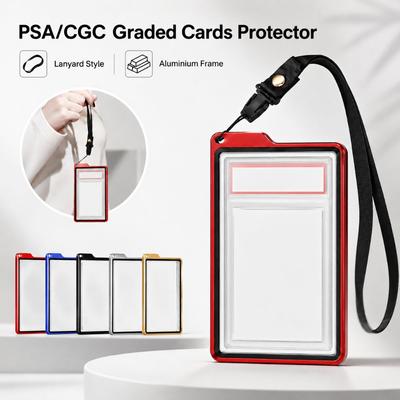 Lanyard Style 35PT /CGC Graded Cards Protector Transparent UV Protection Card Protective Case Aluminium Frame Double-sided Glass