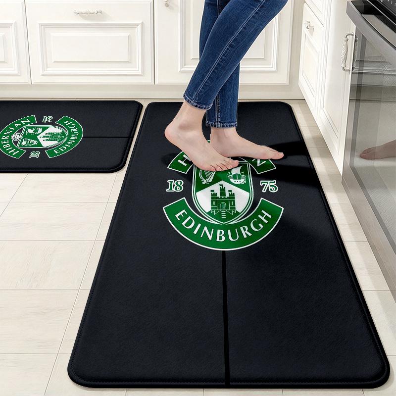Hibs Flannel Kitchen Mat Christmas Soft Area Rug Non Slip Floor Carpet Home Decoration