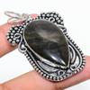 Natural Silversheen Obsidian Gemstone 925 Sterling Silver Pendant 2.44" n6N16