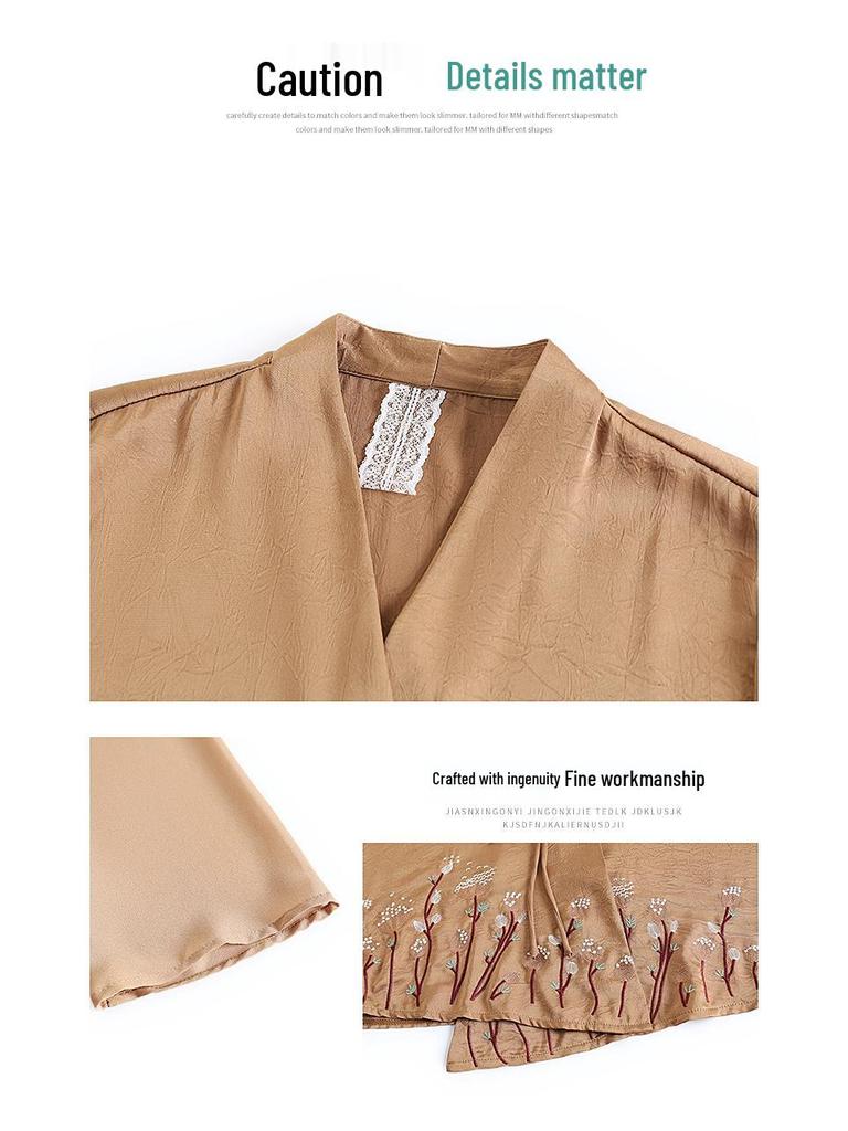 2024 New Women's Chiffon Blouse & T-Shirt Set for Middle-Aged & Elderly – Short Sleeve, Two-Piece Summer Fashion