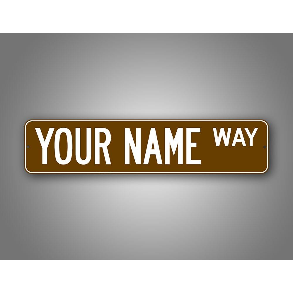 Custom Brown White 4x16 Inch Novelty Street Sign Personalized Text Wall Decor