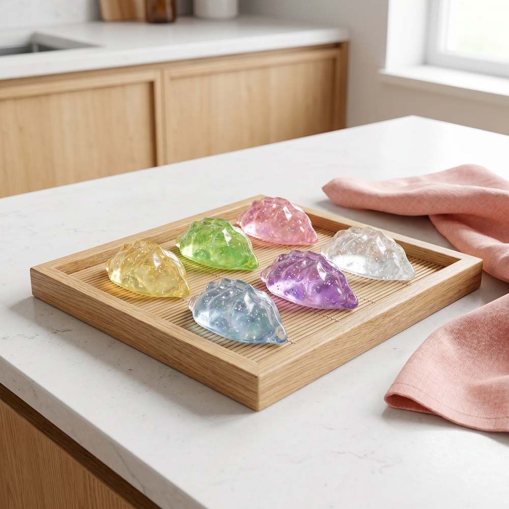 24pcs/set Food Shape Mini Dumplings Squishy With Steamer Fidget Sensory Toy Kids Toy