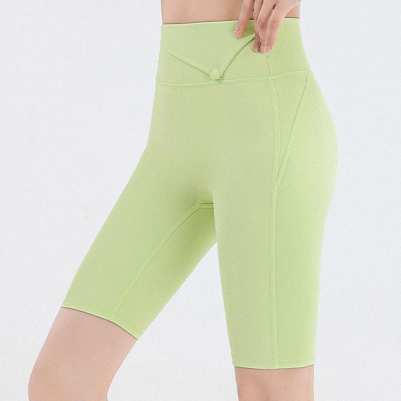 Fitness pants women's high waist peach hip lift elastic abdomen tight cycling sports running clothes training five-point yoga pants