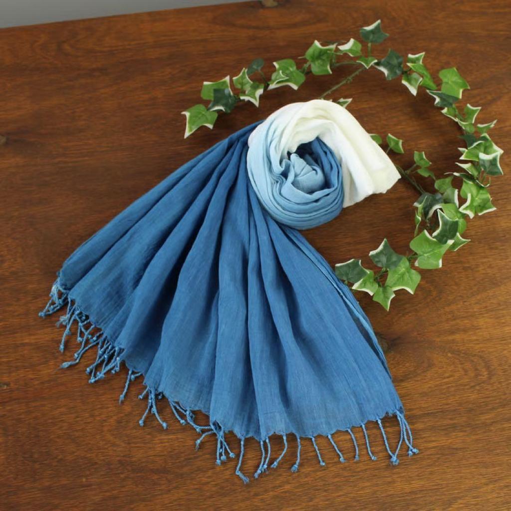 Used Indigo dyed stole, made in Japan, gradient
