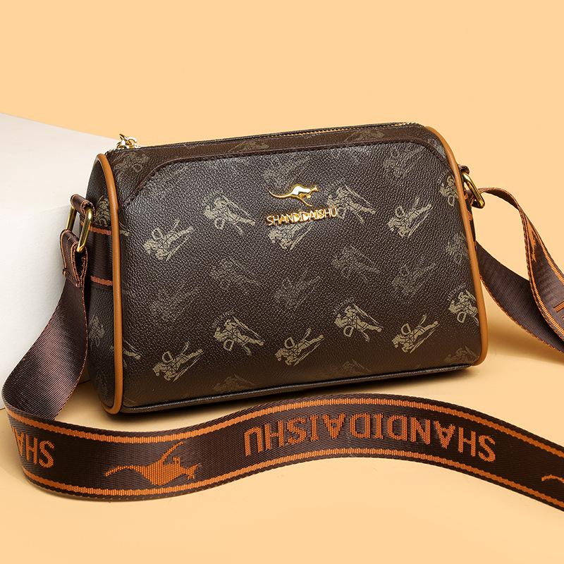 Summer New Bag Women's Fashion Simple Design Pillow Bag Retro Printing Large Capacity Shoulder Messenger Bag