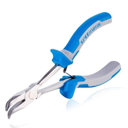 

SPEEDWOX Long Reach Bent Nose Pliers, 45 Vertical Bend, Mini, Perfect for Precision Work in Hard-to-Reach Spaces, Long Size, No Groove, Long Tip, Com