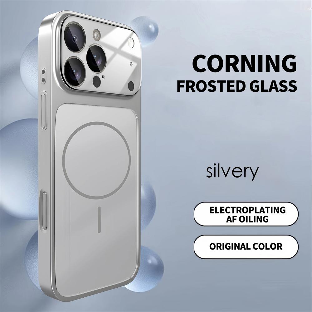 

Matte Glass Large Window Wireless Charging Magnetic For Magsafe Case For iPhone 17 Air 16 15 14 13 Pro Max Shockproof Hard Cover iPhone 15
