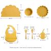 7pcs/Set Baby Silicone Children's Tableware Waterproof Bib Food Grade Baby Dishes Plate Suction Bowl Newborn Sippy Cup And Spoon