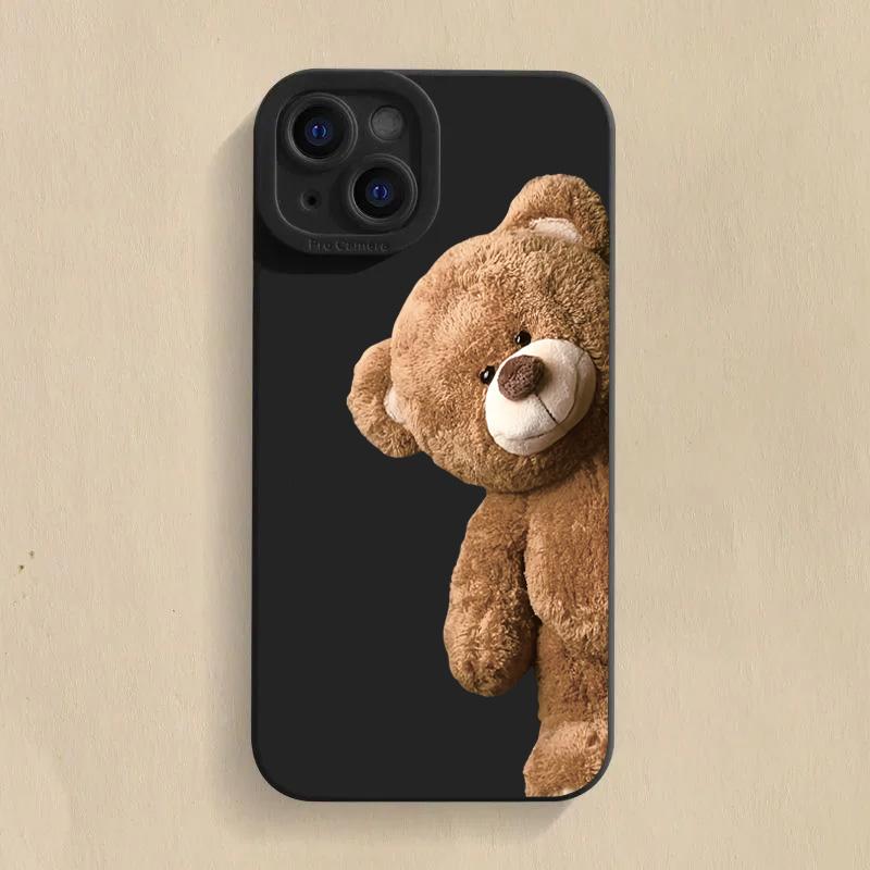 Cute Bear Silicone Phone Case For iPhone 17 16 15 14 13 12 11 Pro Max 17 Air 16E XS X XR 7 8 15 14 Plus Shockproof Soft Cover